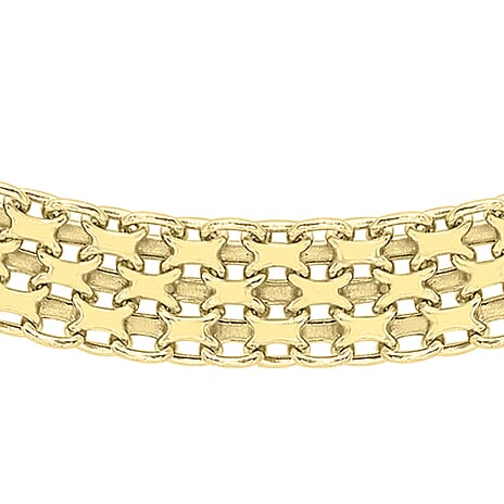 9K Yellow Gold 3.5mm 6mm Graduated Bismark Chain 17 Inch