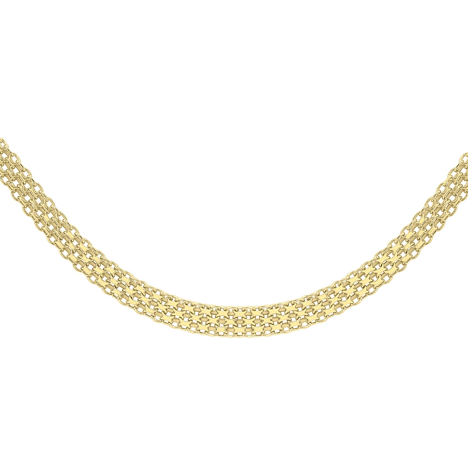 9K Yellow Gold 3.5mm 6mm Graduated Bismark Chain 17 Inch