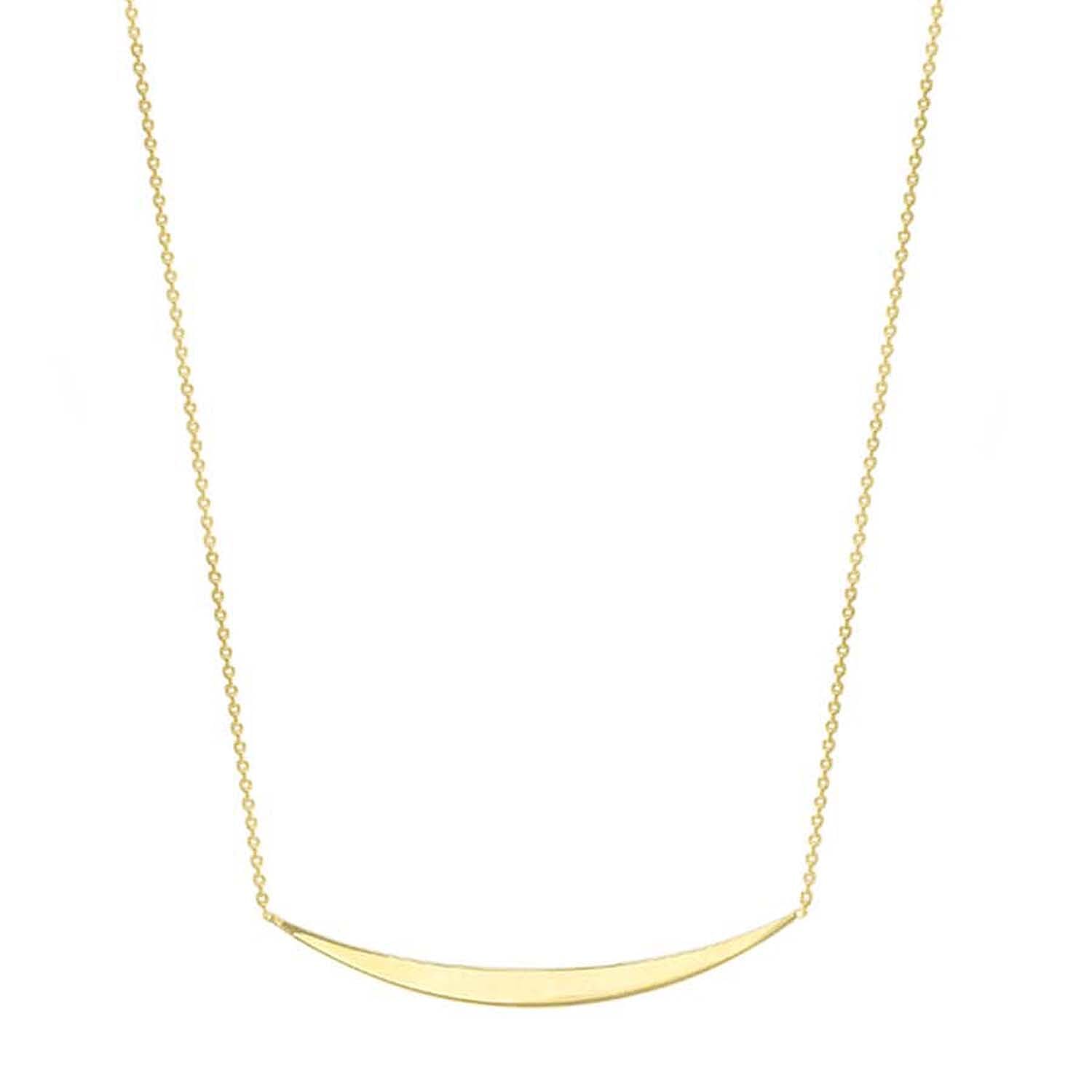 9K Yellow Gold 41mm X 3mm Curved Bar Adjustable Necklace 16 to 17 Inch