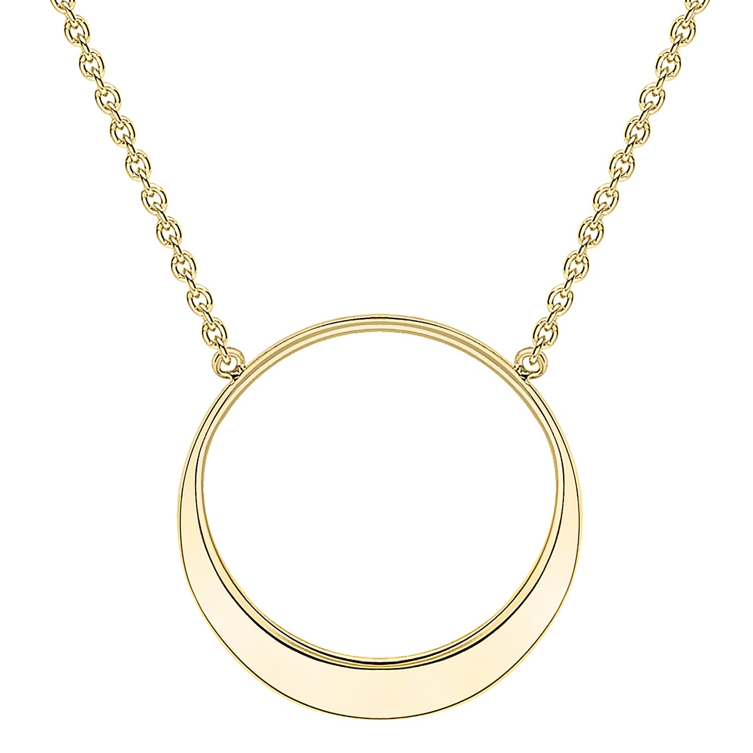 9K Yellow Gold 14.8mm Eclipse Adjustable Necklace 16 to 17 Inch