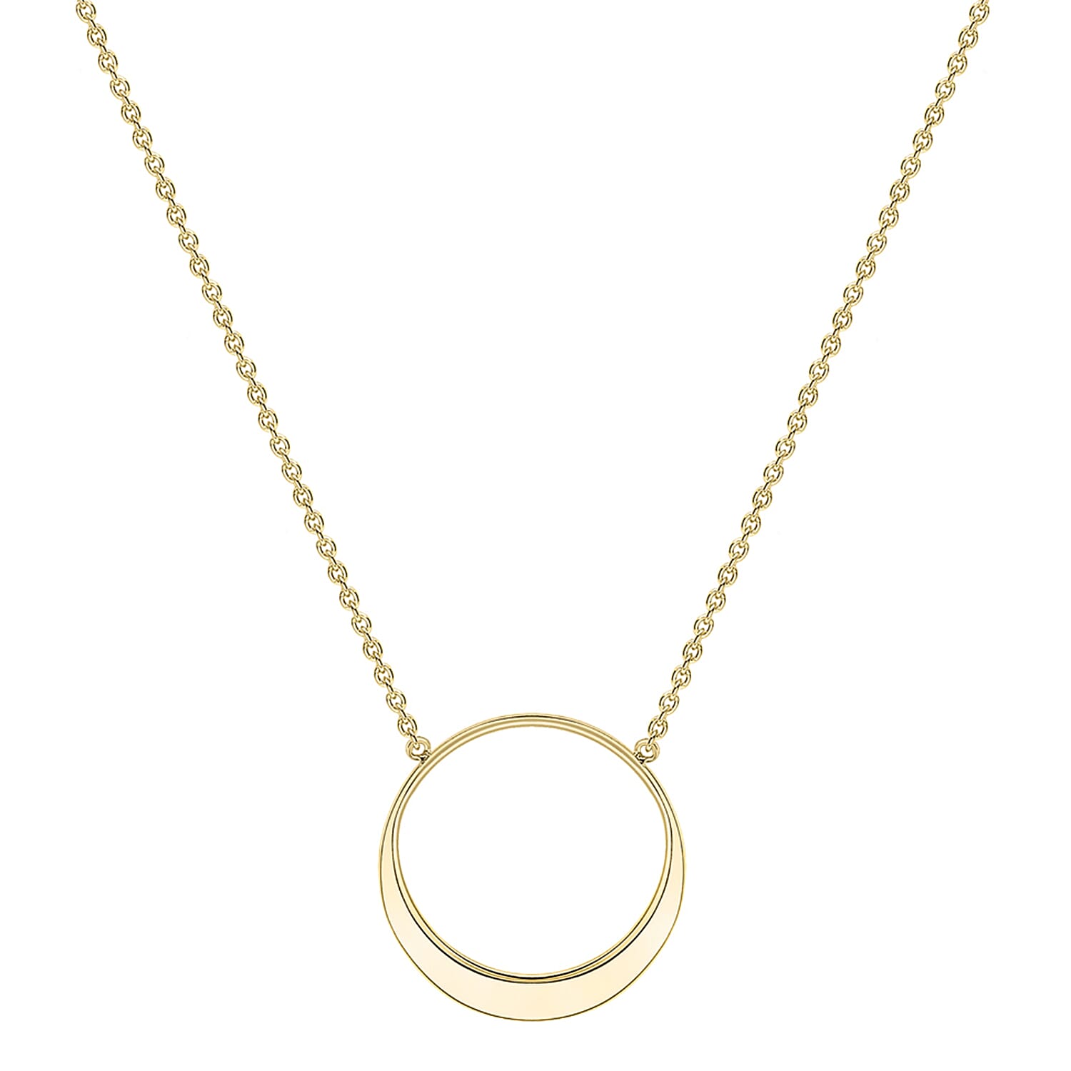 9K Yellow Gold 14.8mm Eclipse Adjustable Necklace 16 to 17 Inch