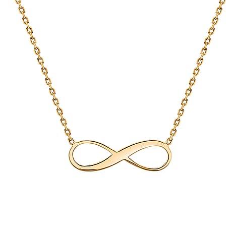 9K Yellow Gold 15.5mm X 5.3mm 'Infinity' Adjustable Necklace 16 to 18 Inch