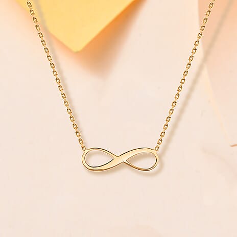 9K Yellow Gold 15.5mm X 5.3mm 'Infinity' Adjustable Necklace 16 to 18 Inch