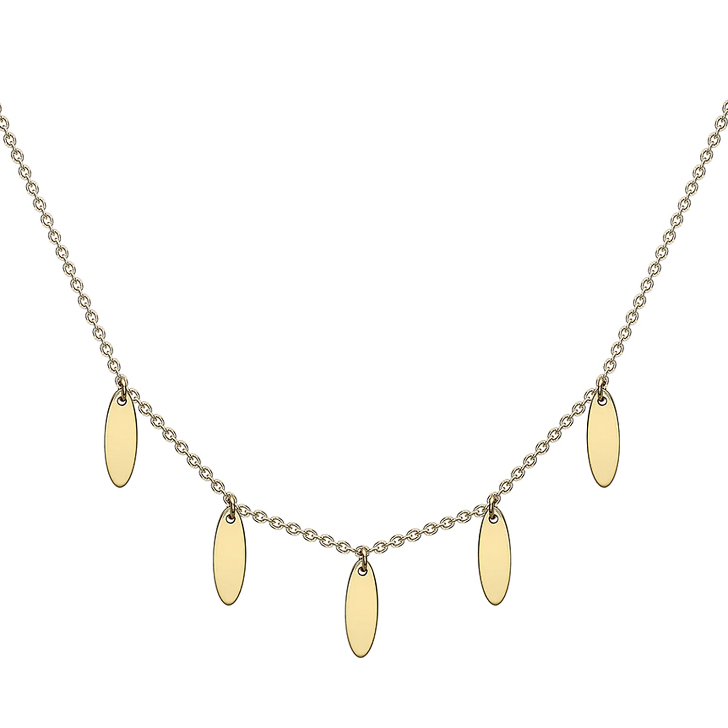 9K Yellow Gold 3mm X 8.8mm Oval Drop Adjustable Necklace 16 to 17 Inch