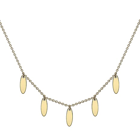 9K Yellow Gold 3mm X 8.8mm Oval Drop Adjustable Necklace 16 to 17 Inch