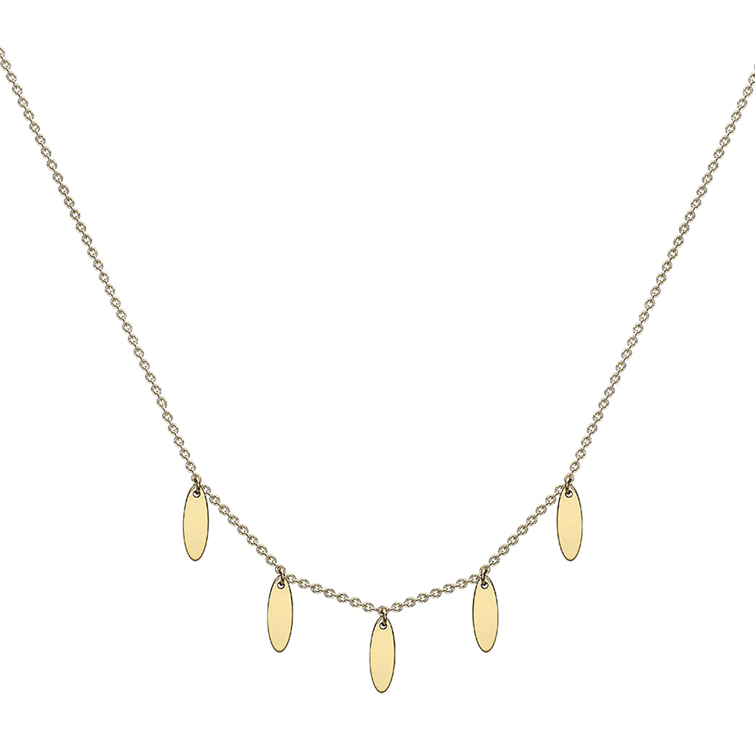 9K Yellow Gold 3mm X 8.8mm Oval Drop Adjustable Necklace 16 to 17 Inch