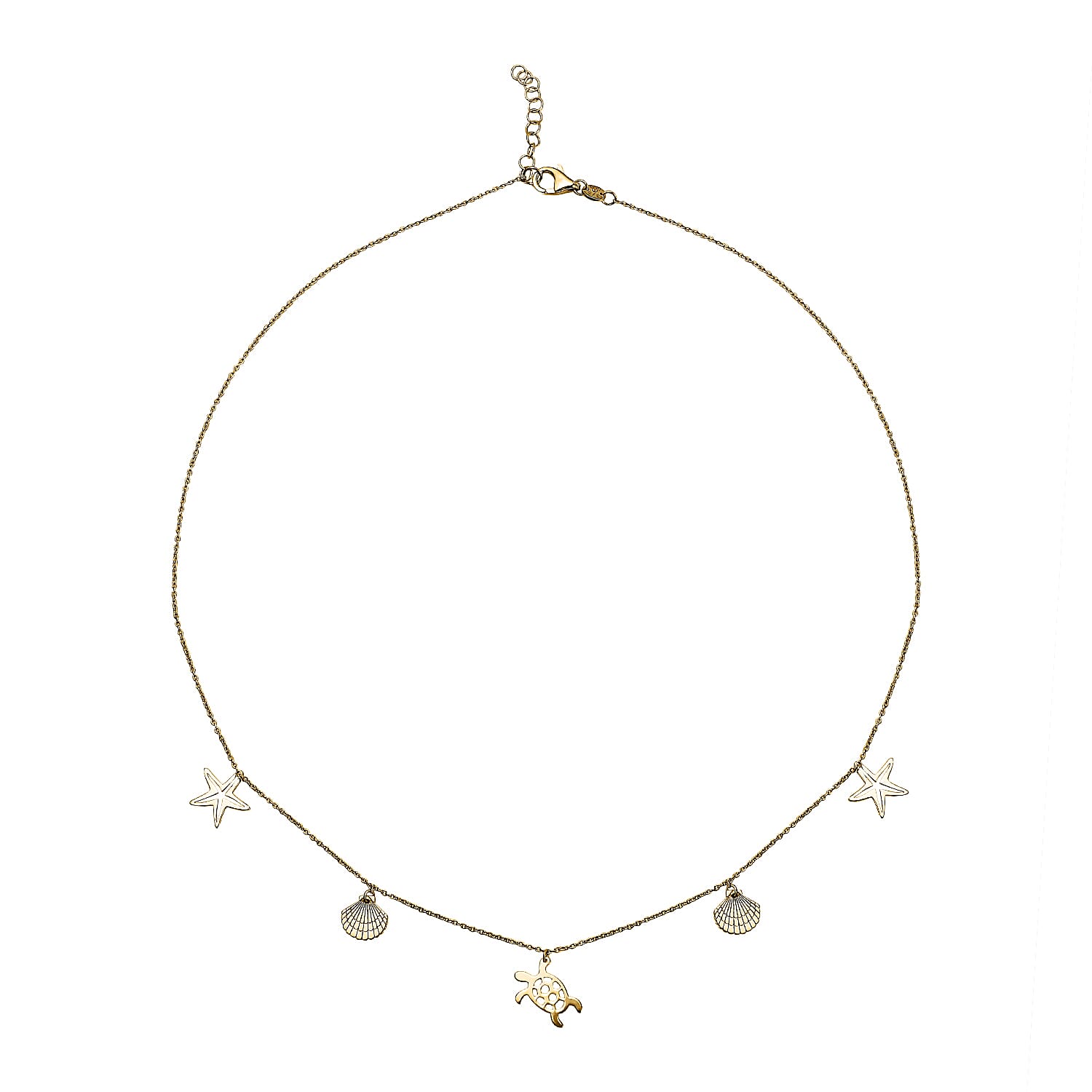 9K Yellow Gold 'Sea  Sand' Adjustable Necklace 16 to 17 Inch