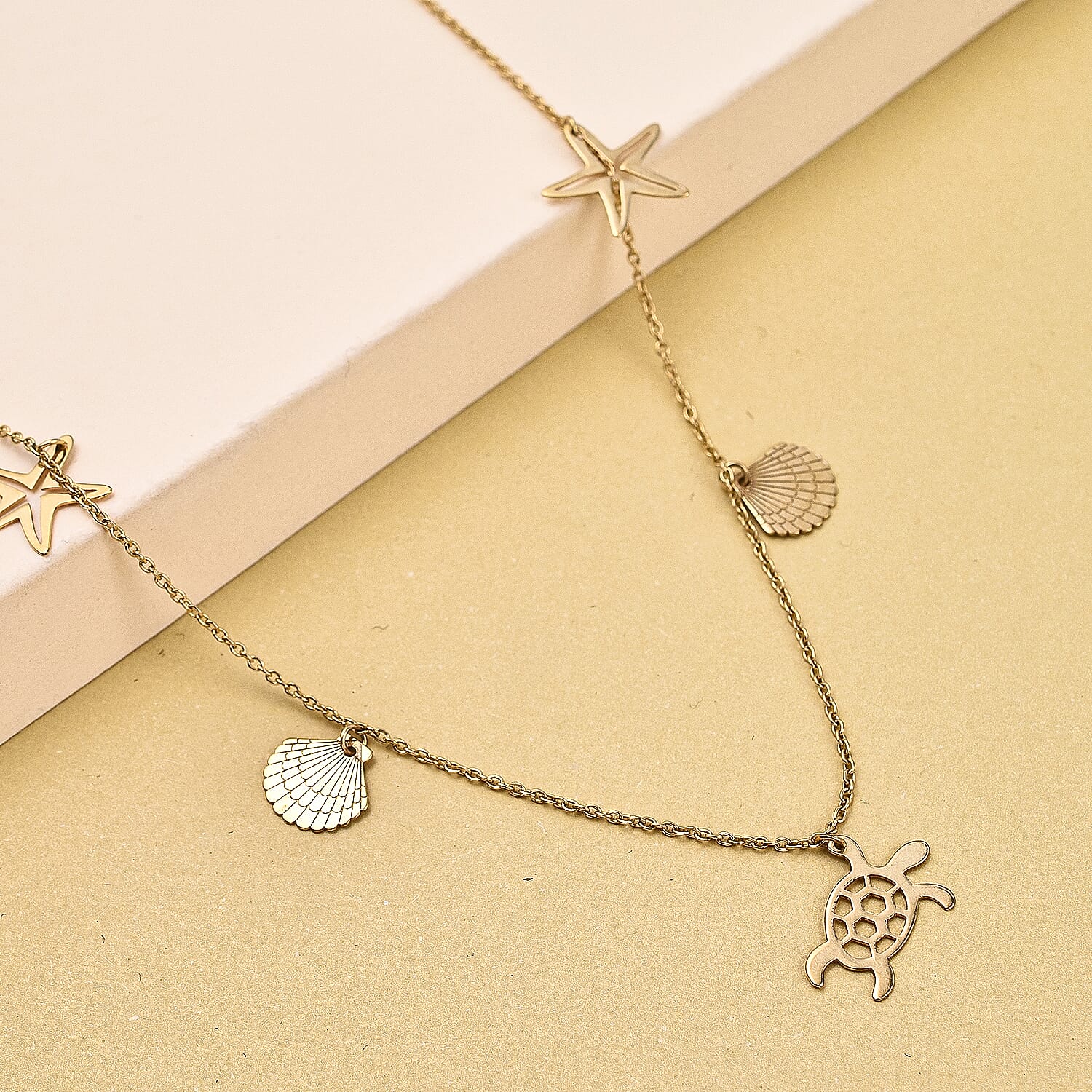 9K Yellow Gold 'Sea  Sand' Adjustable Necklace 16 to 17 Inch