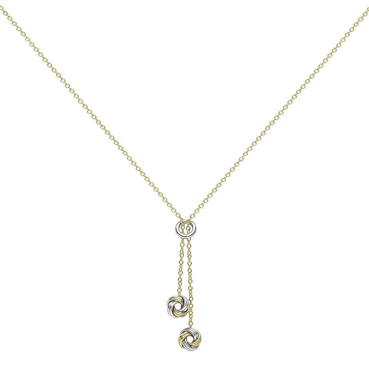 9K Two Colour Gold Drop Knot Necklace 17 to 18 Inch