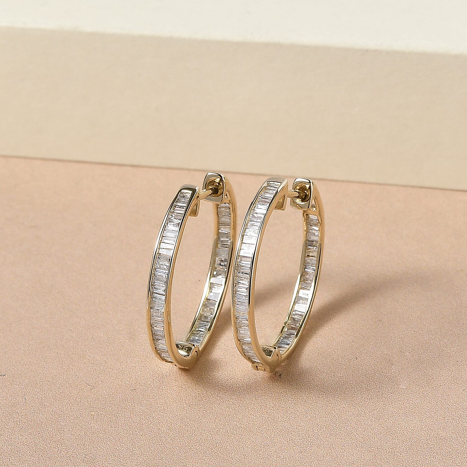 9K Yellow Gold SGL Certified Diamond (I3-G-H) Hoop Earrings 1.00 Ct.