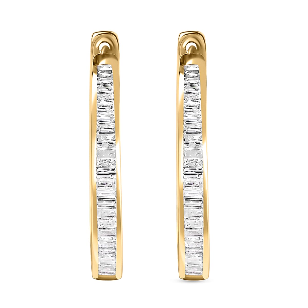 9K Yellow Gold SGL Certified Diamond (I3-G-H) Hoop Earrings 1.00 Ct.