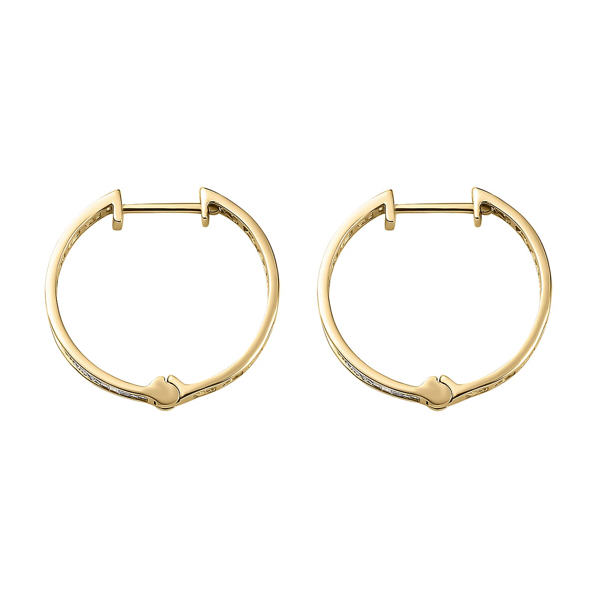 9K Yellow Gold SGL Certified Diamond (I3-G-H) Hoop Earrings 1.00 Ct.