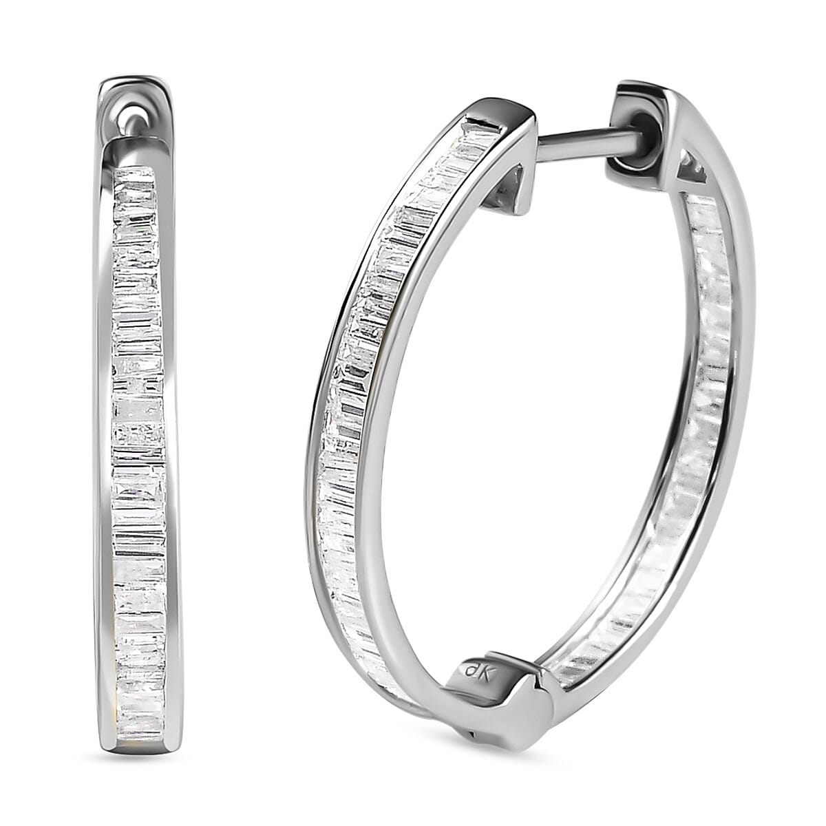 9K White Gold SGL Certified Diamond (I3-G-H) Hoop Earrings 1.00 Ct.