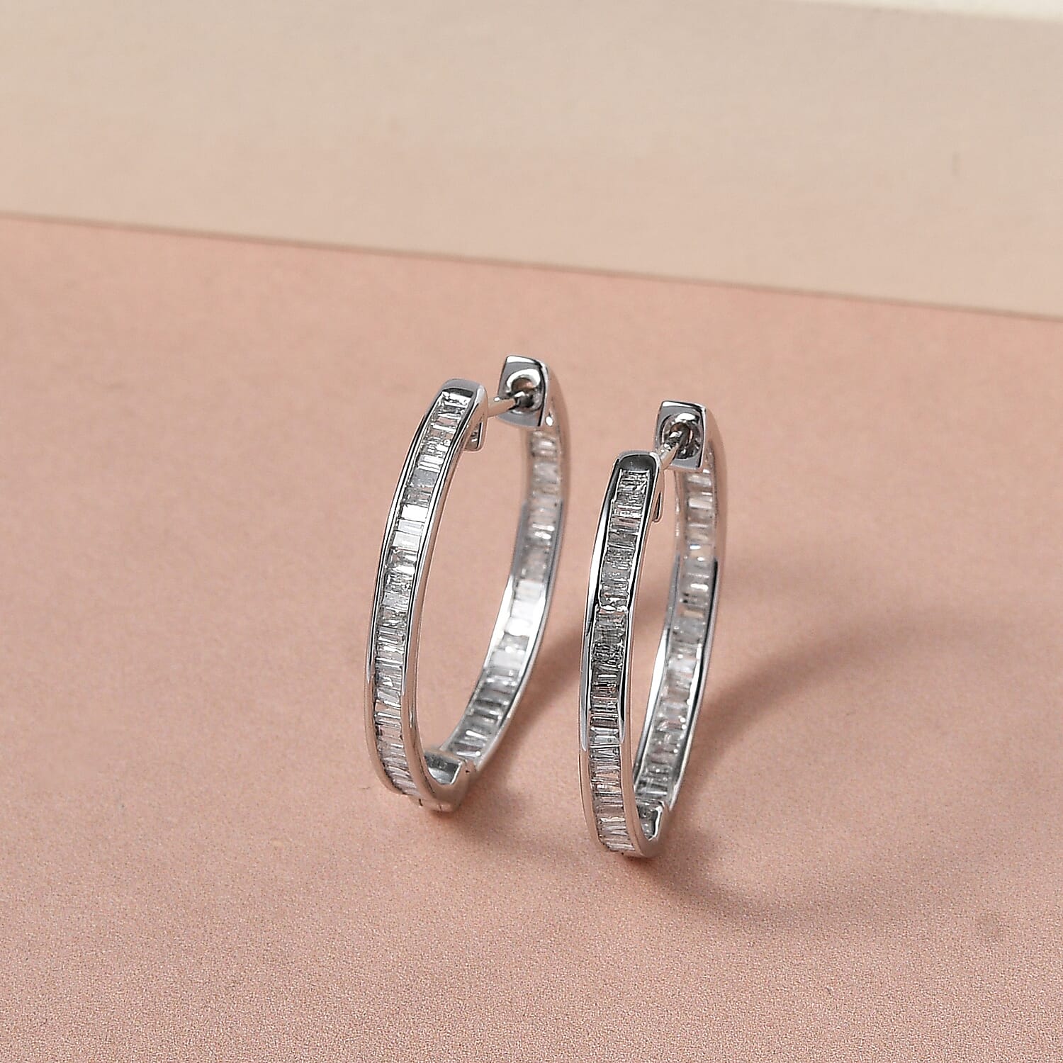 9K White Gold SGL Certified Diamond (I3-G-H) Hoop Earrings 1.00 Ct.