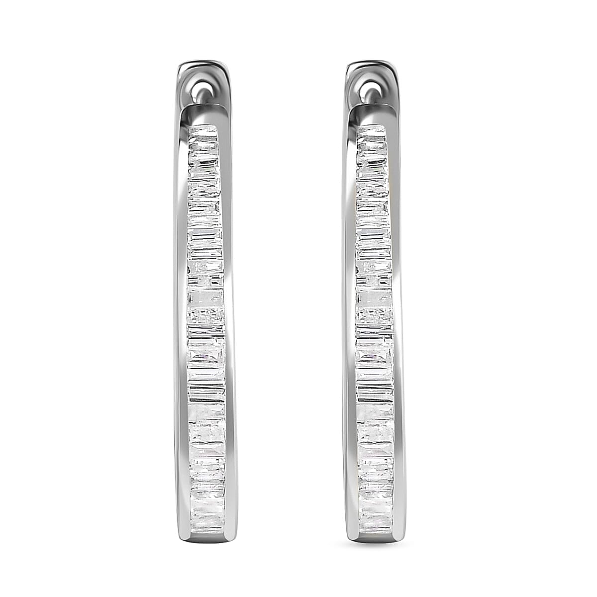 9K White Gold SGL Certified Diamond (I3-G-H) Hoop Earrings 1.00 Ct.