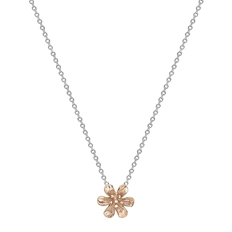 9K Two Colour Gold Flower Necklace 17 to 18 Inch