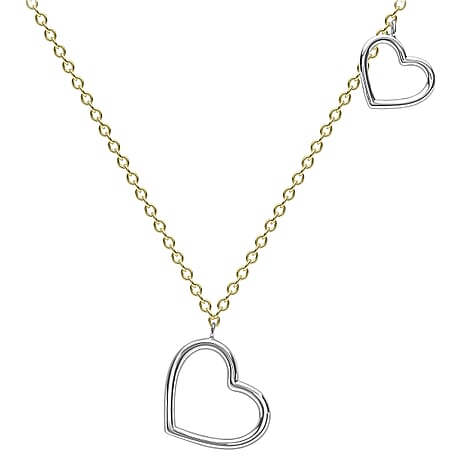 9K Two Colour Gold Hearts Necklace 17 to 18 Inch