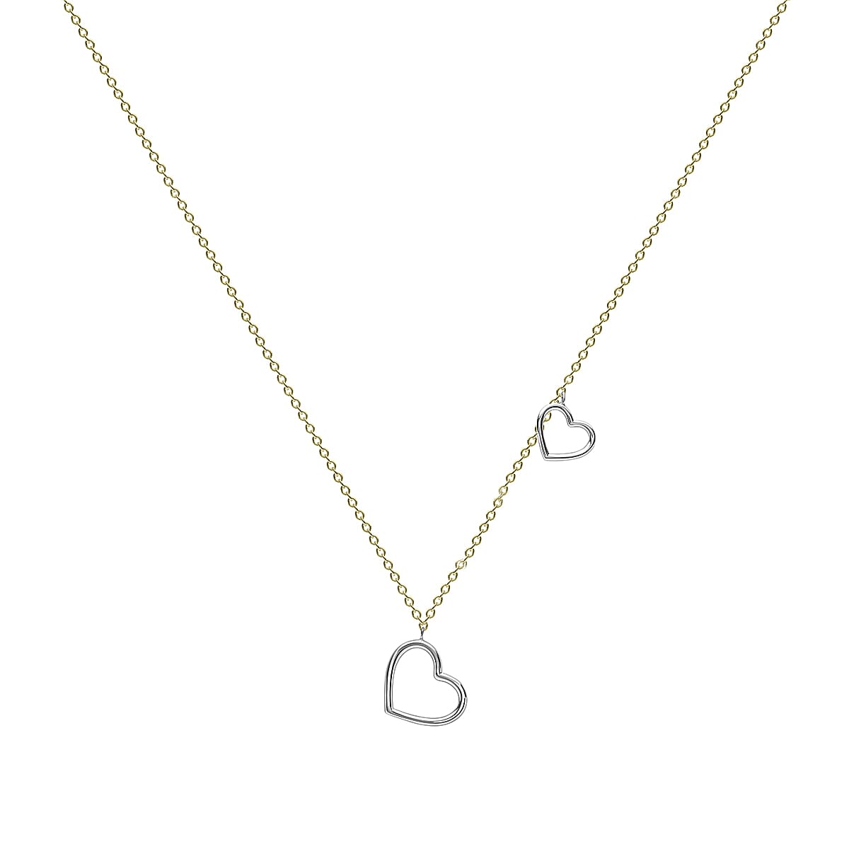 9K Two Colour Gold Hearts Necklace 17 to 18 Inch