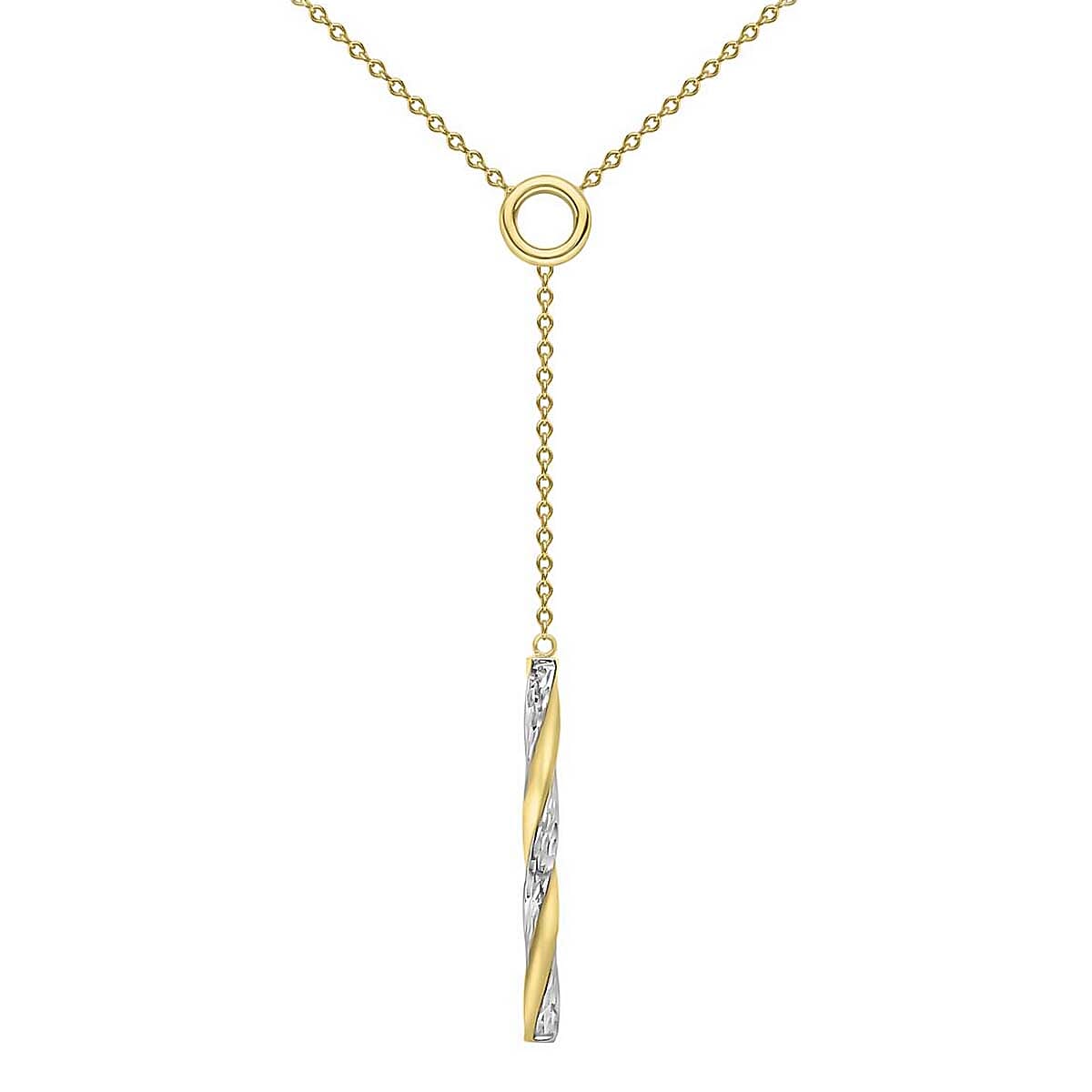 9K Two Colour Gold Diamond Cut Twist Bar Adjustable Necklace 16 to 17 Inch