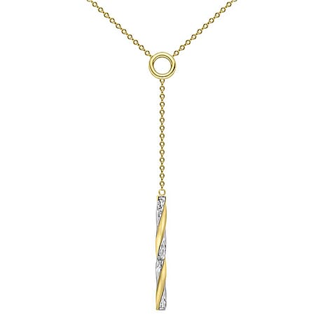 9K Two Colour Gold Diamond Cut Twist Bar Adjustable Necklace 16 to 17 Inch