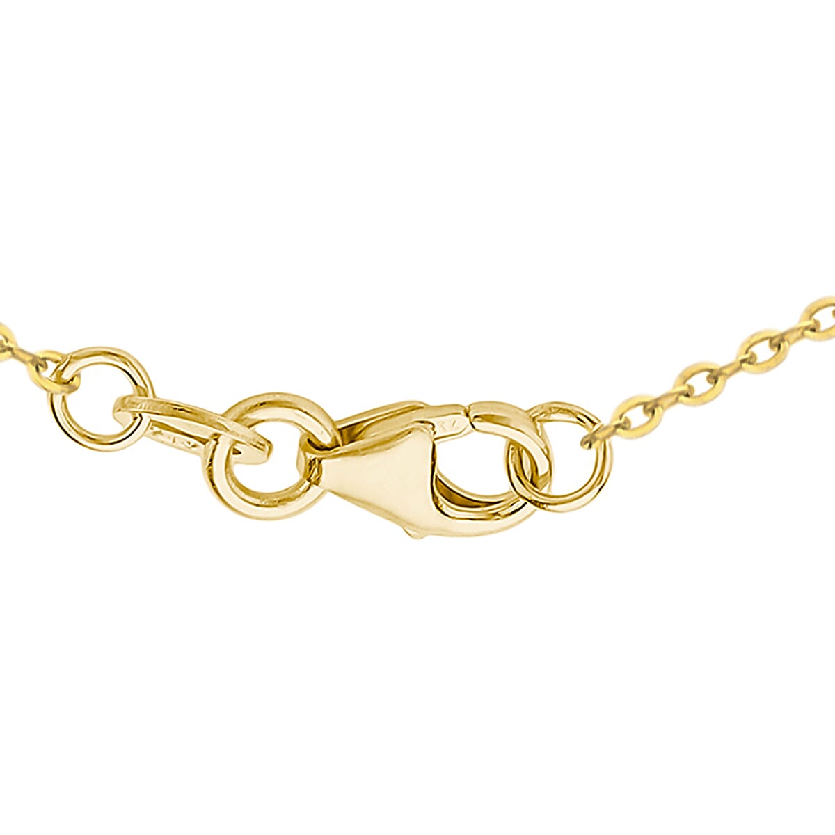 9K Two Colour Gold Diamond Cut 25mm X 20mm Double Ring Pendant Necklet 45.5Cm-17.9"