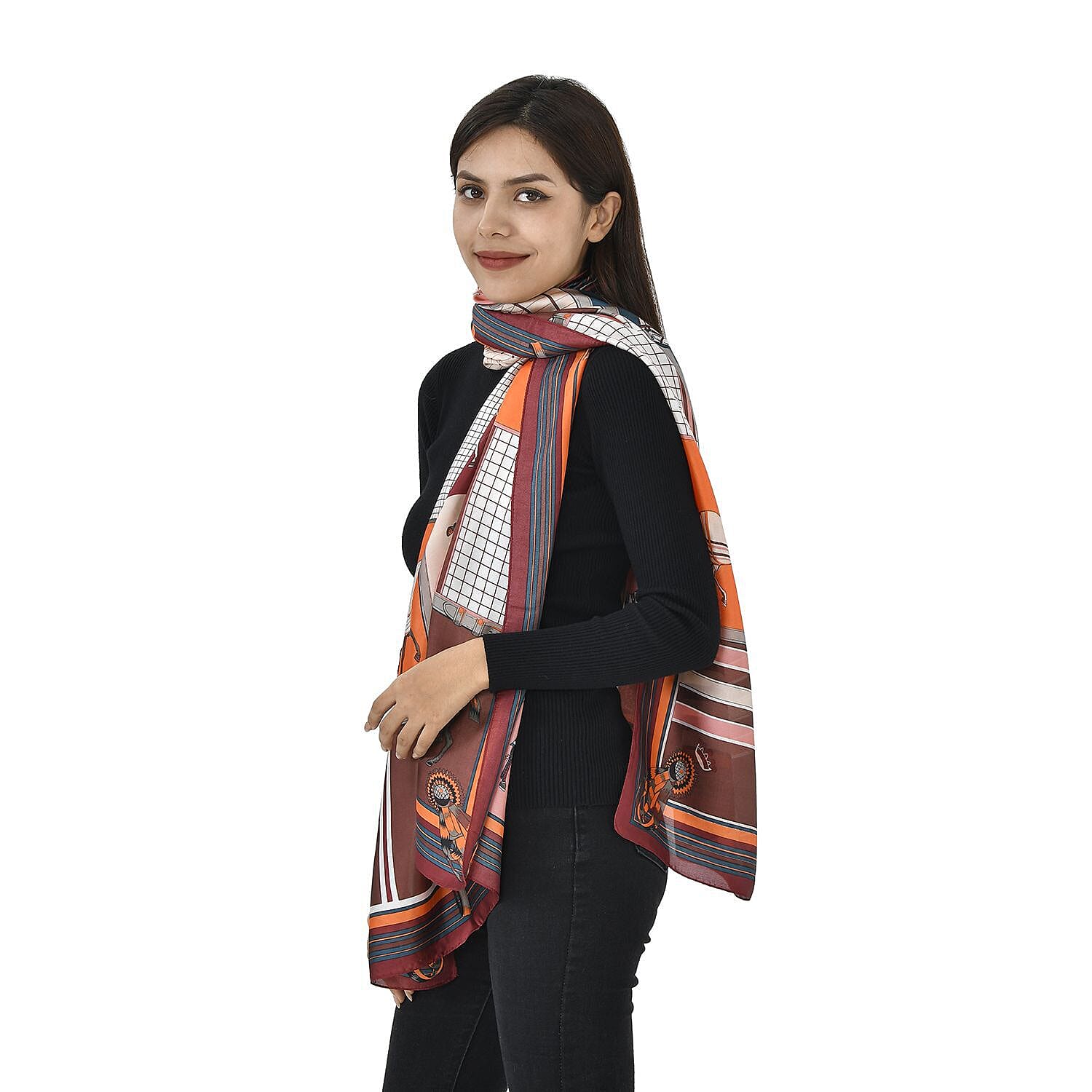 TAMSY Animal Pattern Scarf (Size 180x87 Cm) - Red