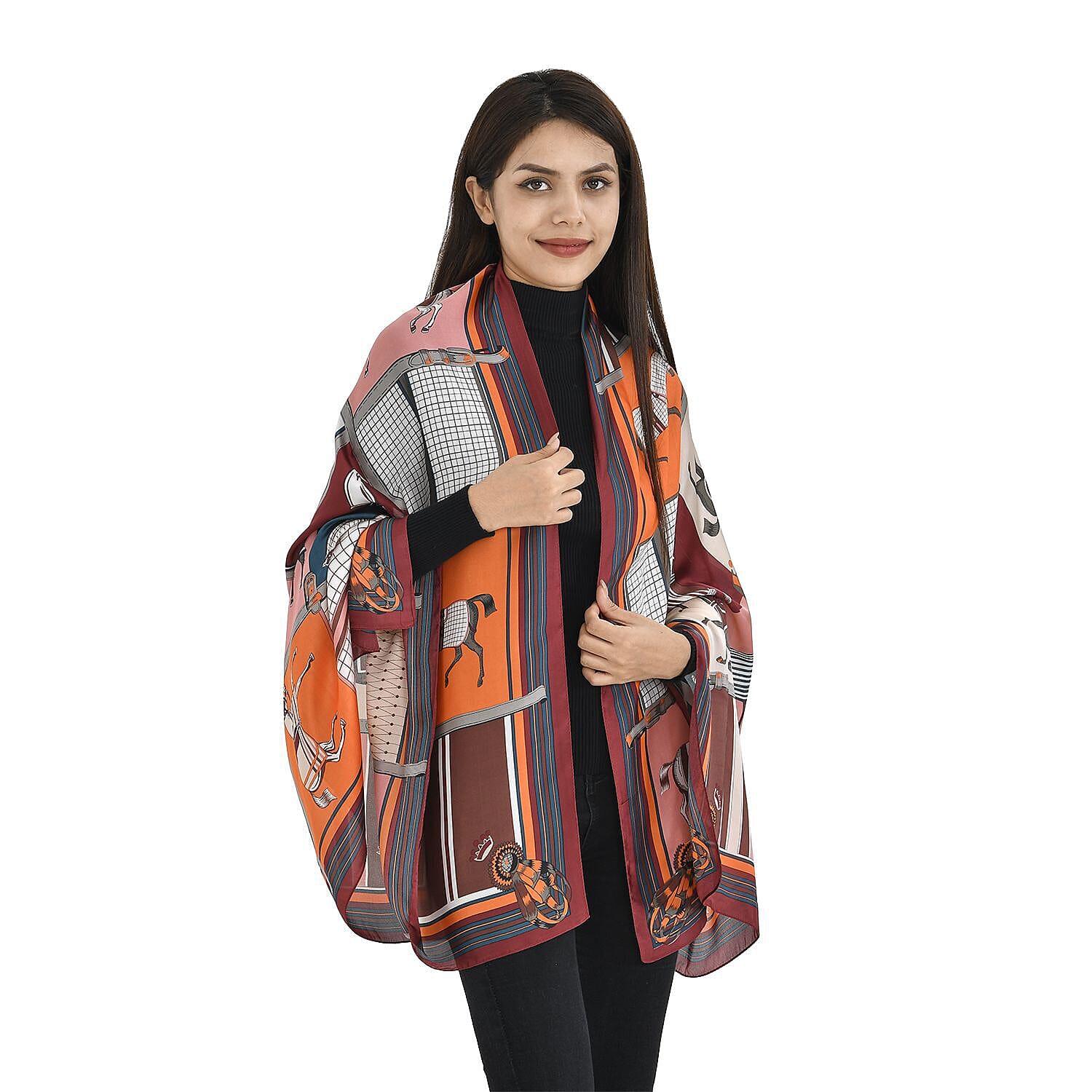 TAMSY Animal Pattern Scarf (Size 180x87 Cm) - Red