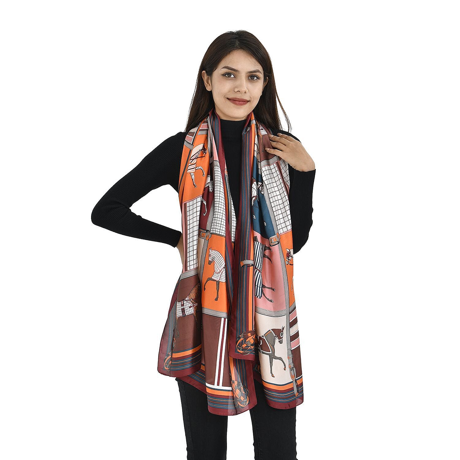 TAMSY Animal Pattern Scarf (Size 180x87 Cm) - Red