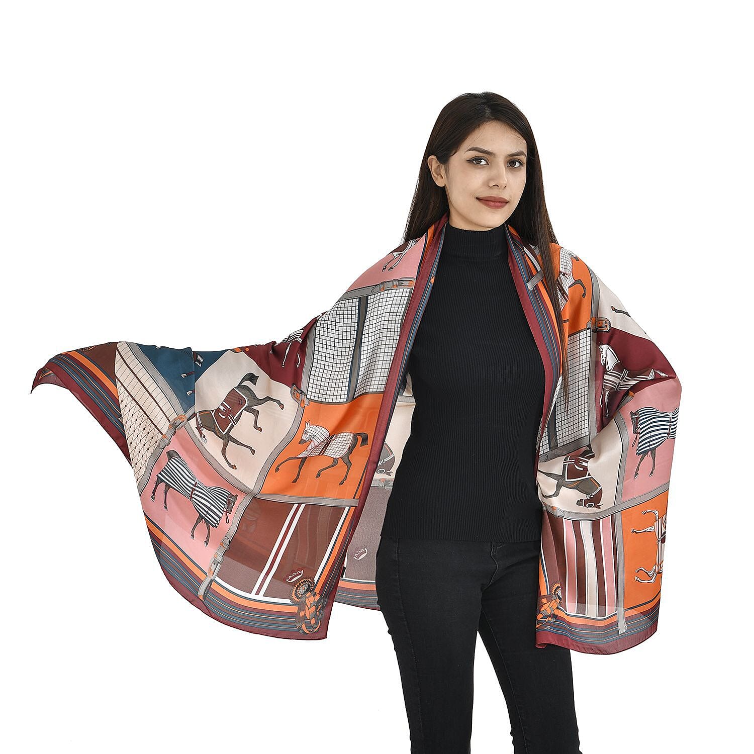 TAMSY Animal Pattern Scarf (Size 180x87 Cm) - Red