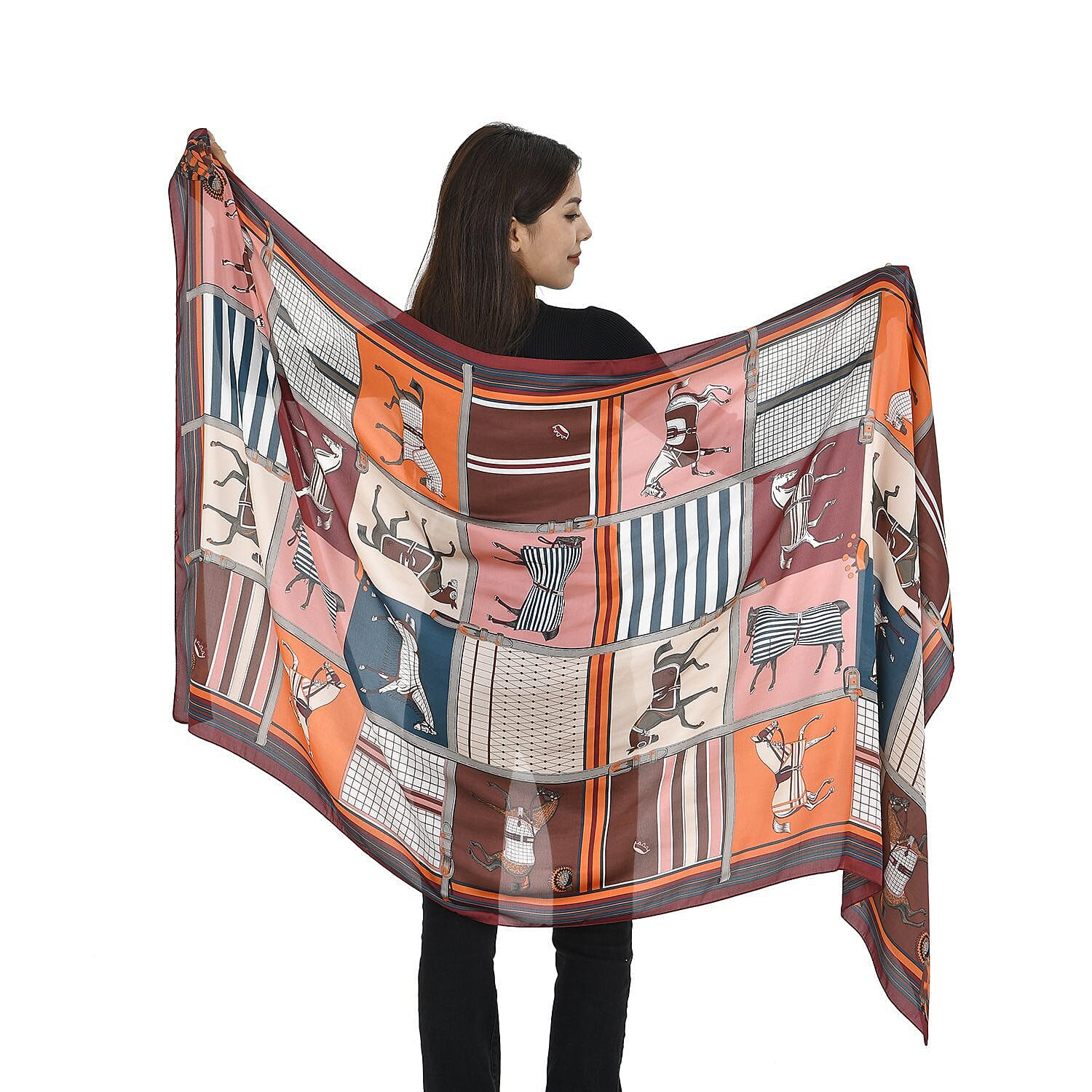 TAMSY Animal Pattern Scarf (Size 180x87 Cm) - Red