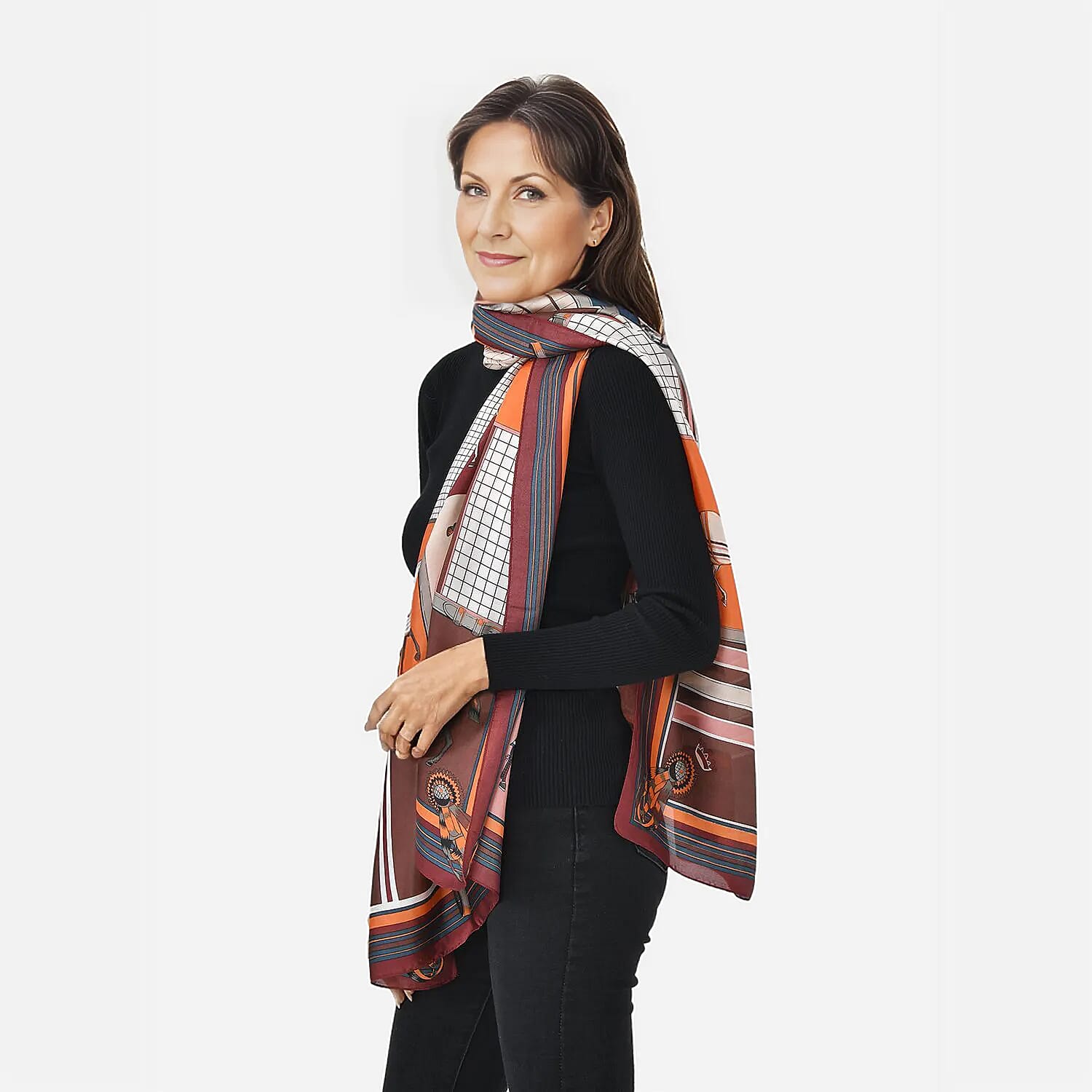 TAMSY Animal Pattern Scarf (Size 180x87 Cm) - Red