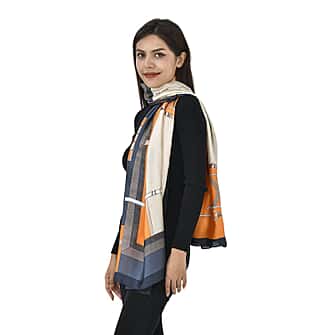 TAMSY Belt Pattern Scarf (Size 180x87 Cm) - Blue