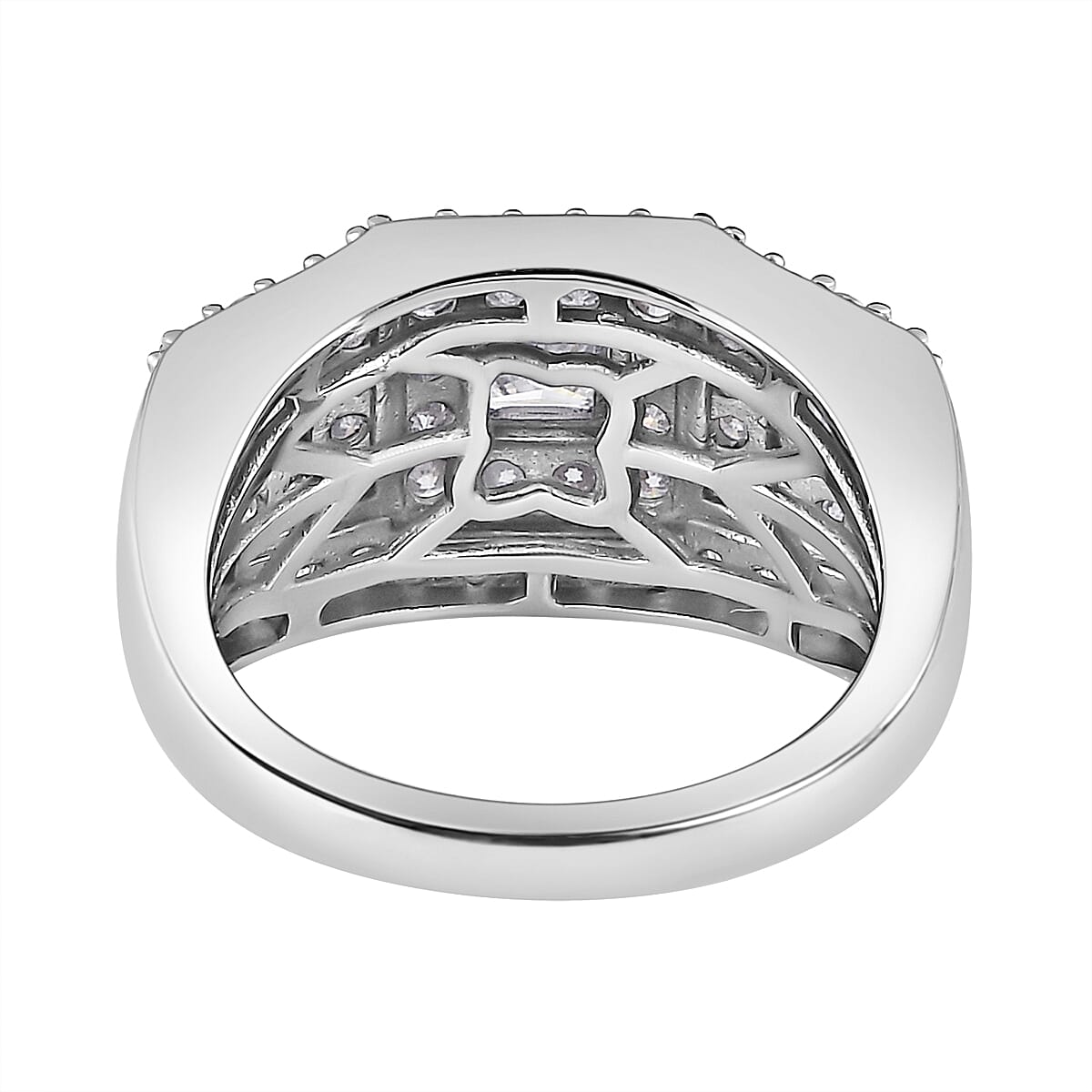 Moissanite Ring in Platinum Overlay Sterling Silver 1.76 Ct.