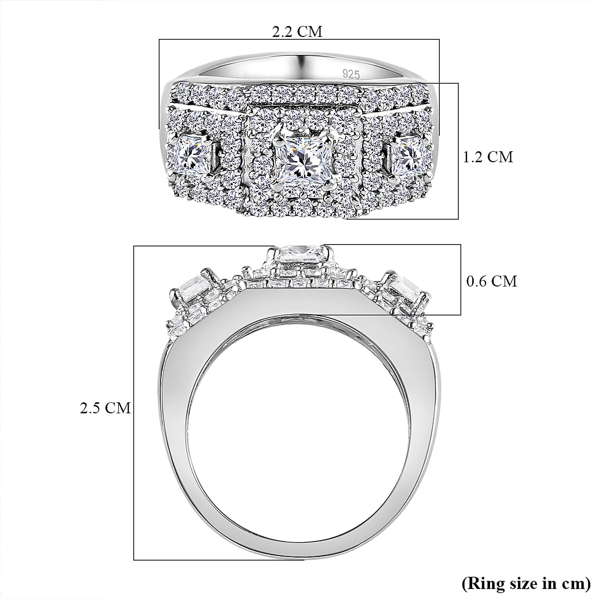 Moissanite Ring in Platinum Overlay Sterling Silver 1.76 Ct.