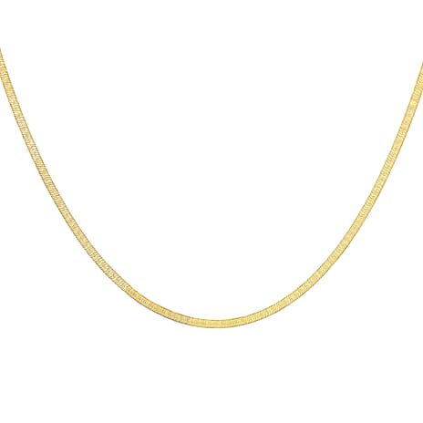 9K Yellow Gold Herringbone Chain With Spring Ring Clasp (Size - 16)
