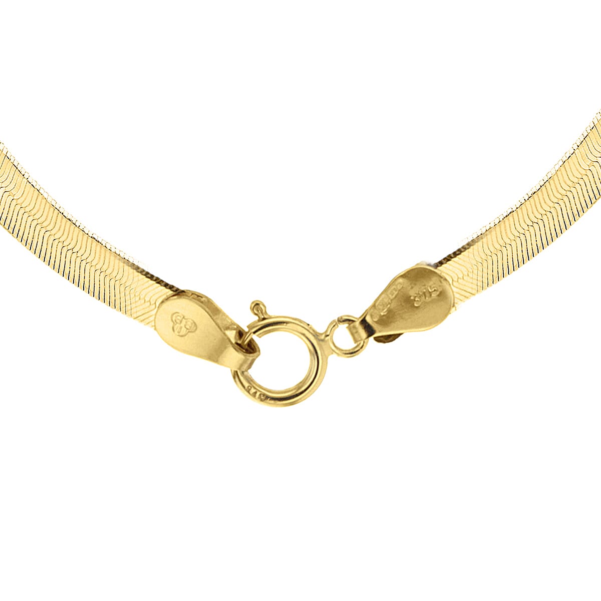 9K Yellow Gold Herringbone Chain With Spring Ring Clasp (Size - 16)