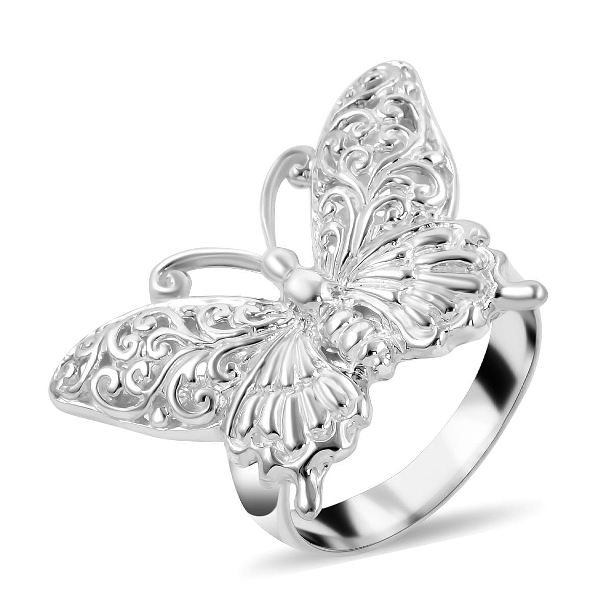 Bali Legacy Collection - Sterling Silver Butterfly Ring, Silver Wt. 7.00 Gms