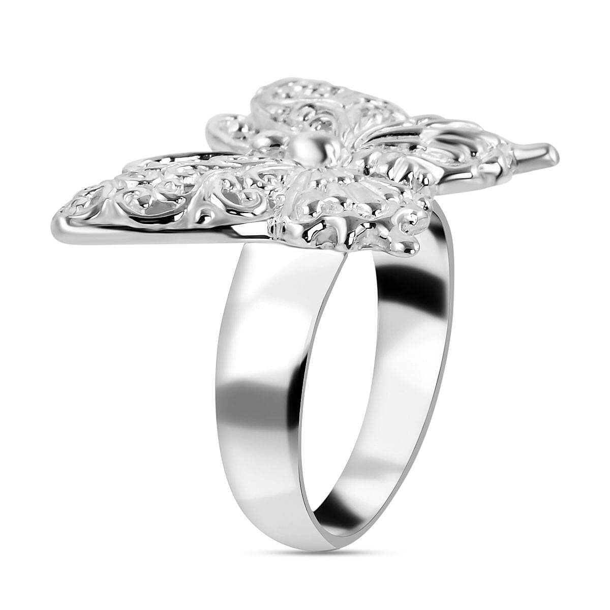 Bali Legacy Collection - Sterling Silver Butterfly Ring, Silver Wt. 7.00 Gms