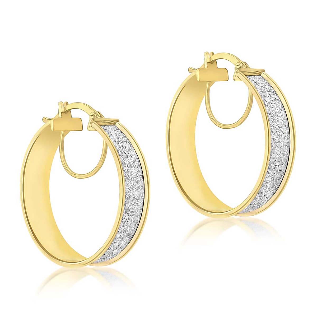 9K Yellow Gold 6mm X 25mm Stardust Creole Earrings