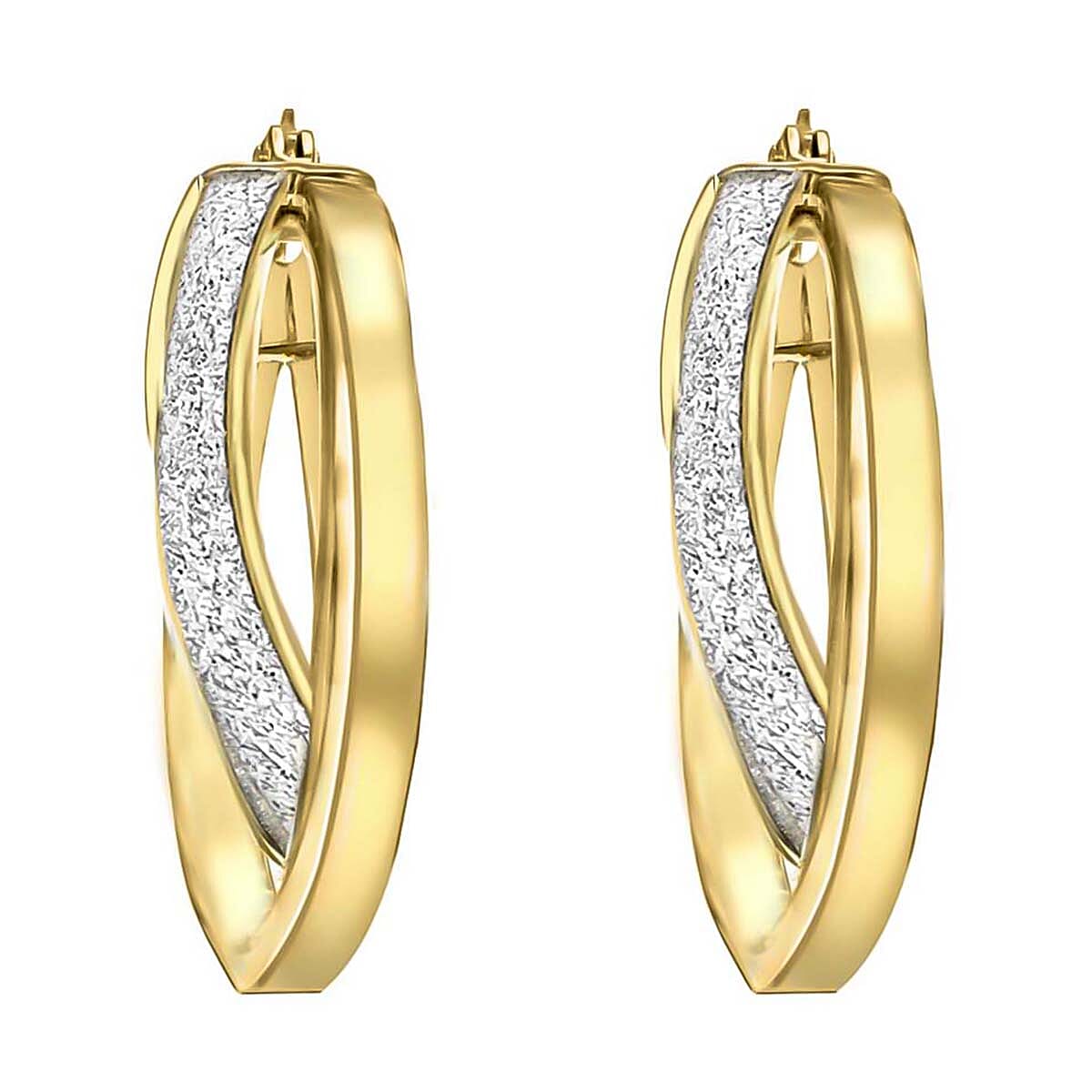 9K Yellow Gold 22mm X 25mm Stardust Double Creole Earrings