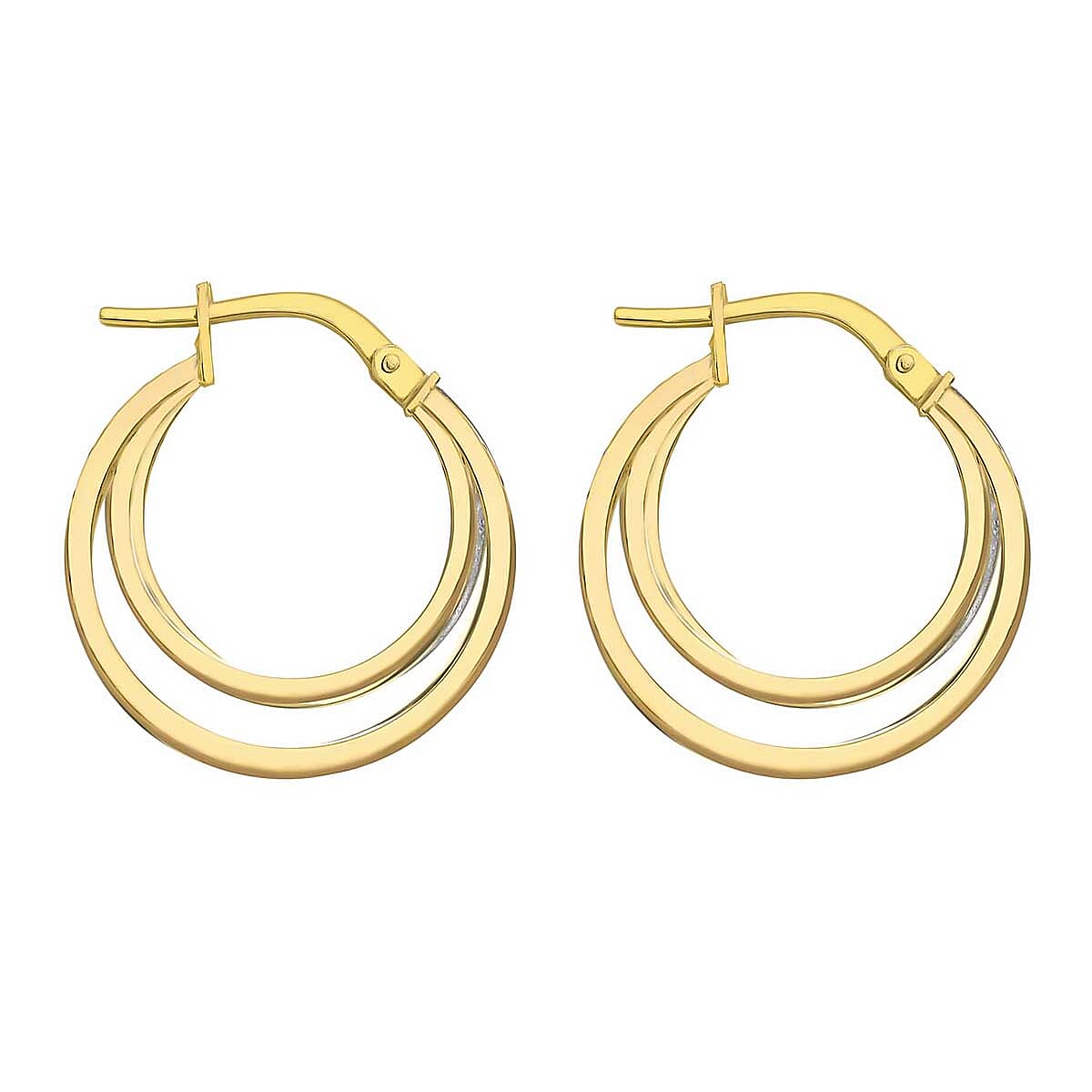 9K Yellow Gold 22mm X 25mm Stardust Double Creole Earrings