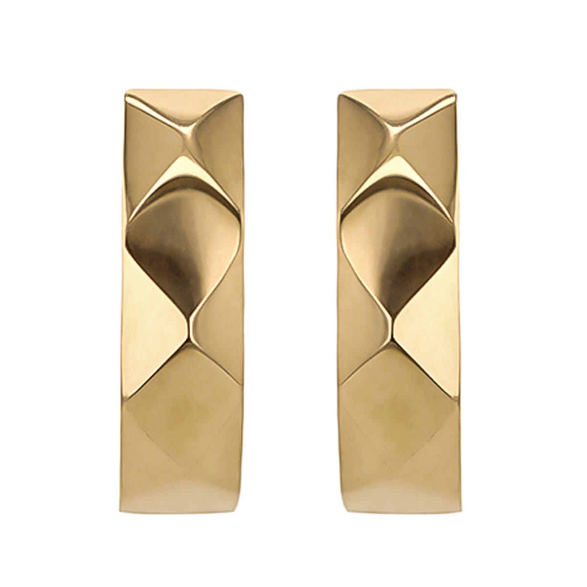 9K Yellow Gold 3.5mm X 13mm Faceted Small Hoop Earrings