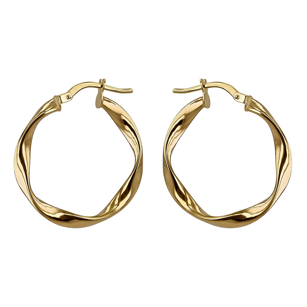 9K Yellow Gold 25mm Twisted Hoop Creole Earrings