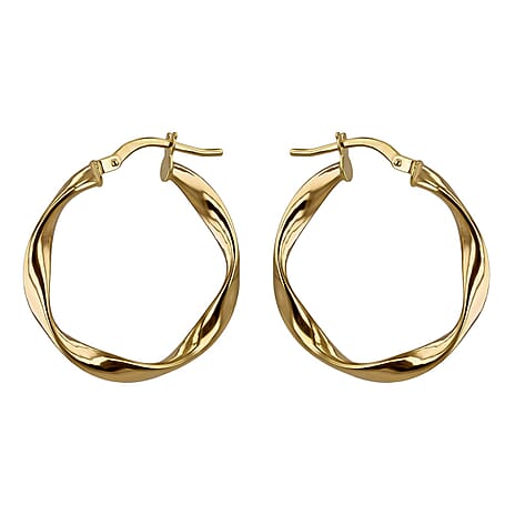 9K Yellow Gold 25mm Twisted Hoop Creole Earrings