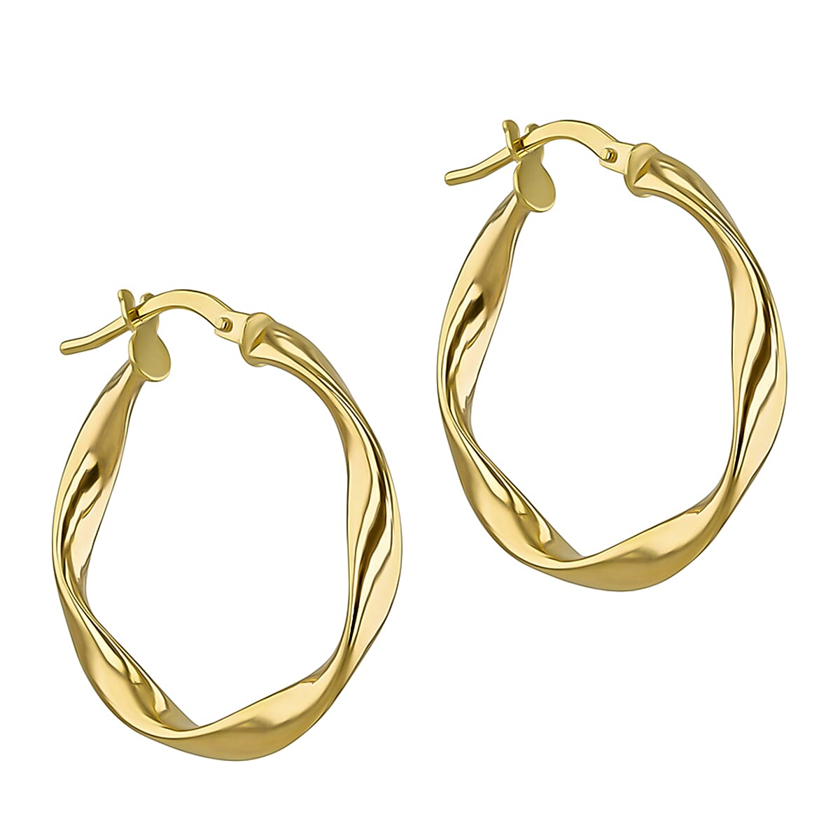 9K Yellow Gold 25mm Twisted Hoop Creole Earrings