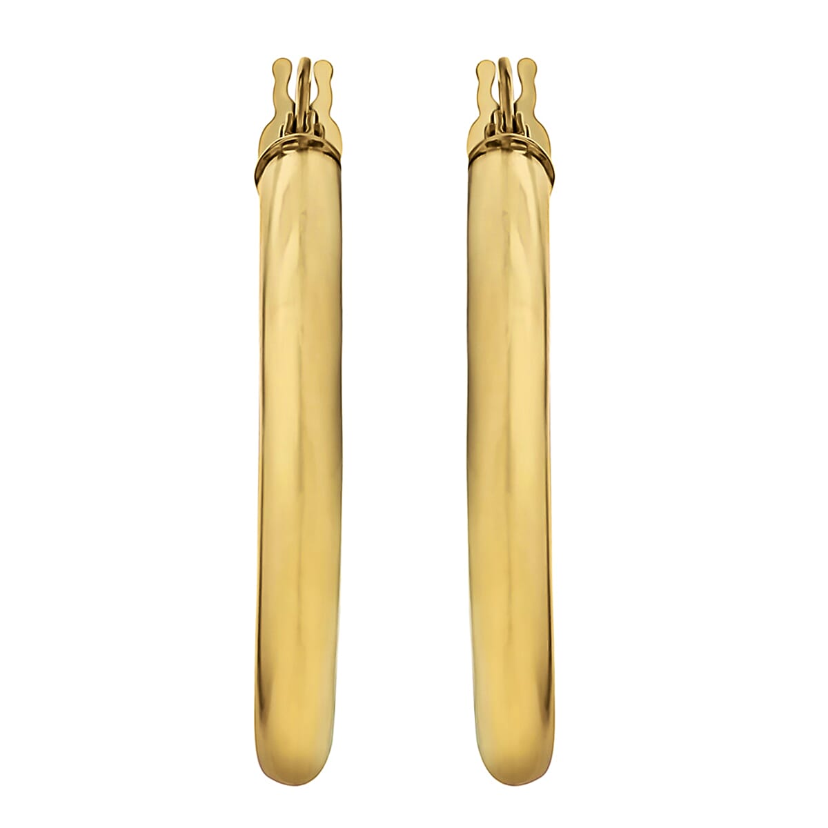 9K Yellow Gold 3mm Round Tube 30mm Polished Hoop Creole Earrings