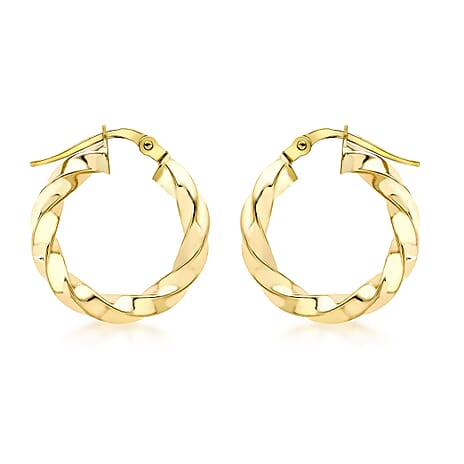 9K Yellow Gold 19mm Twist Hoop Creole Earrings