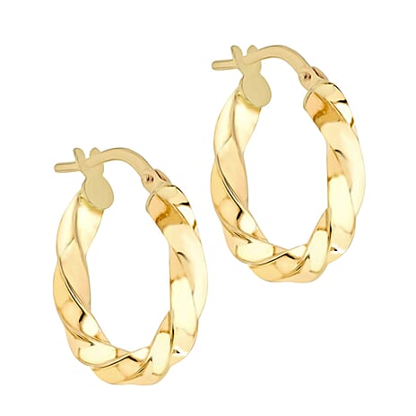 9K Yellow Gold 19mm Twist Hoop Creole Earrings