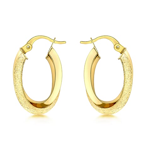 9K Yellow Gold 14mm X 23mm Double Oval Creole Earrings