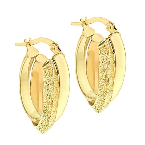 9K Yellow Gold 14mm X 23mm Double Oval Creole Earrings